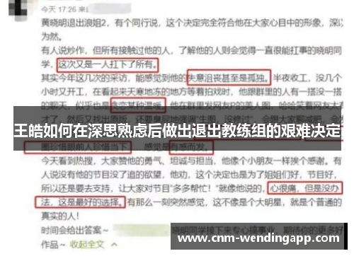 王皓如何在深思熟虑后做出退出教练组的艰难决定